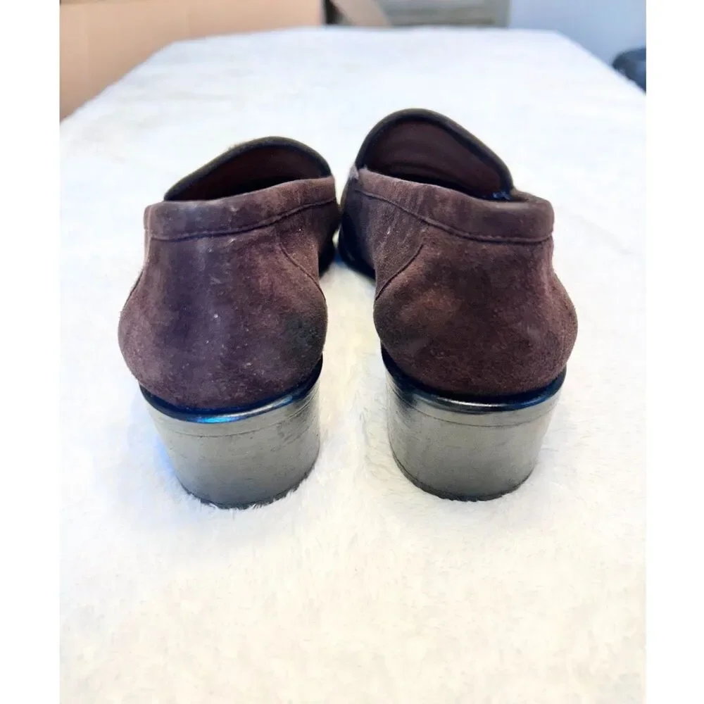 STUART WEITZMAN Brown Suede Animal Leopard Calf Hair Square Toe Loafers - Picture 4 of 9